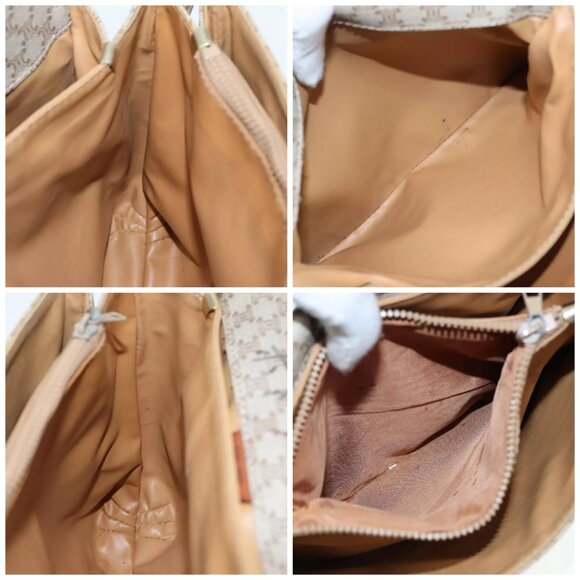 CELINE Macadam Canvas Shoulder Bag PVC Leather Beige Auth - Picture 14 of 16